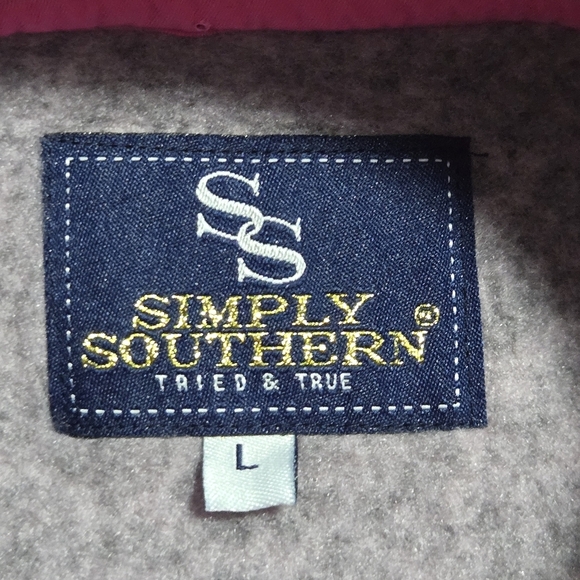Simply Southern Womens Pink Knit Fleece Quarter Snap Pullover Jacket Large - Picture 9 of 10